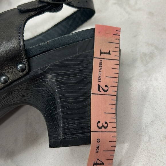 Dansko Nina Metallic Brown Leather Flower Sandals Heels Nailhead Detail Clog 41 - Picture 15 of 16